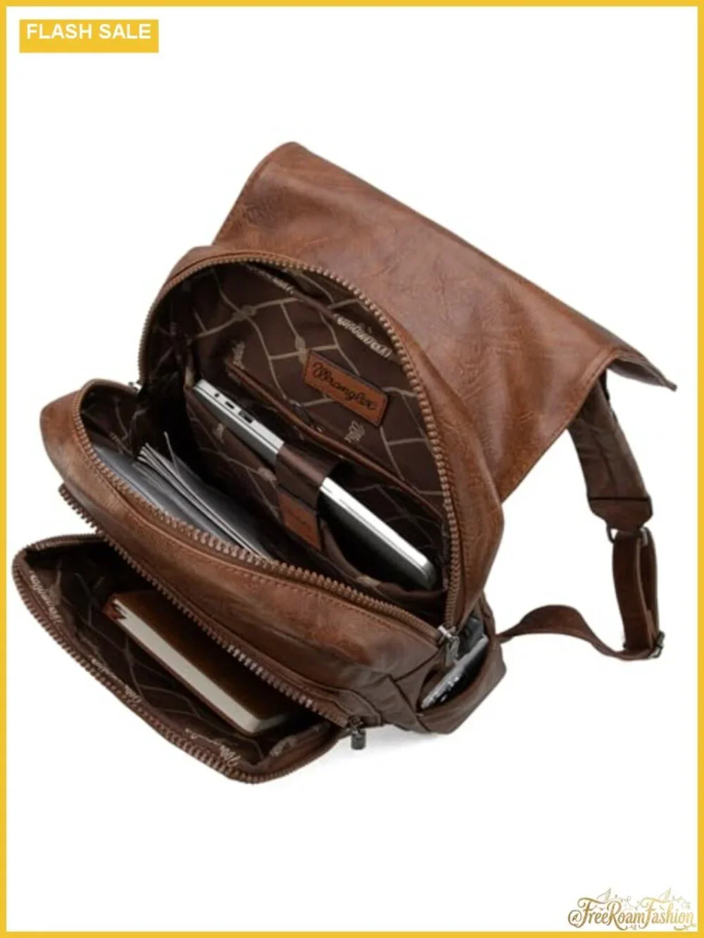 Vegan Leather Laptop Backpack with USB Charging Port, Travel Work College